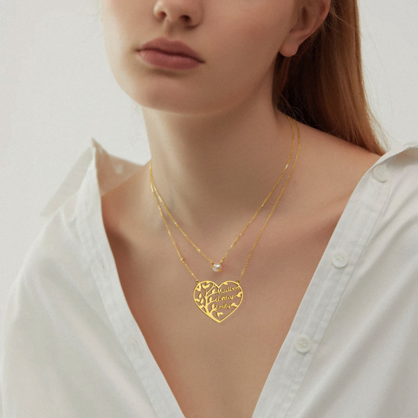 Collier Arbre de Vie en Coeur Personnalisé avec 1 à 4 Prénoms