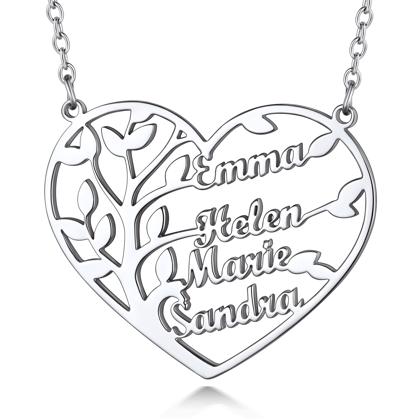 Collier Arbre de Vie en Coeur Personnalisé avec 1 à 4 Prénoms