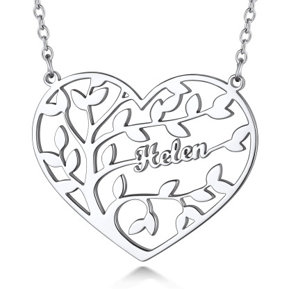 Collier Arbre de Vie en Coeur Personnalisé avec 1 à 4 Prénoms