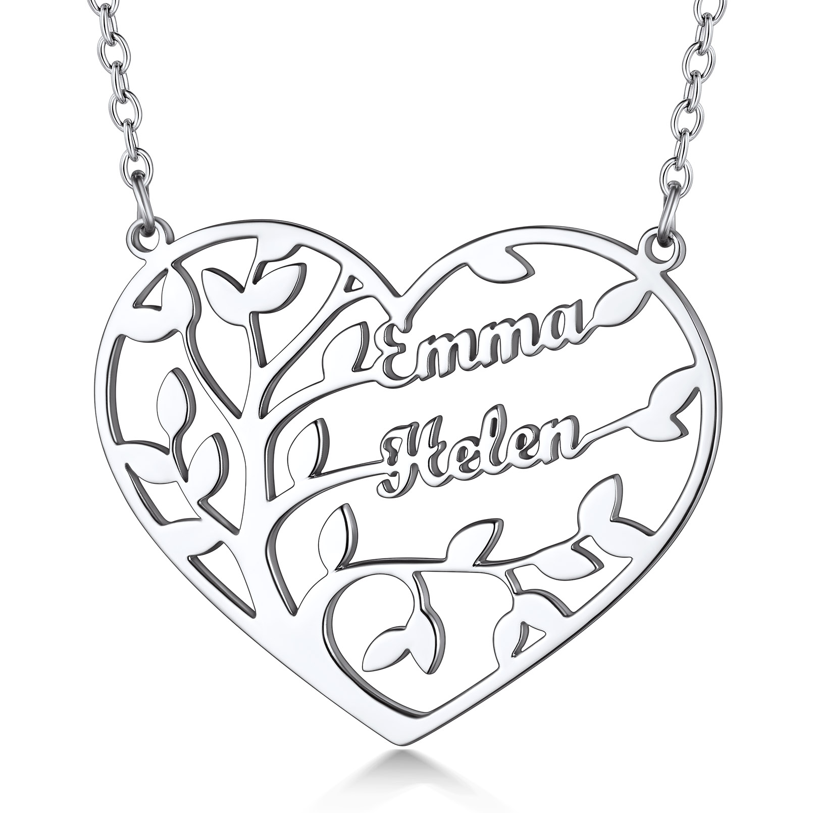 Collier Arbre de Vie en Coeur Personnalisé avec 1 à 4 Prénoms