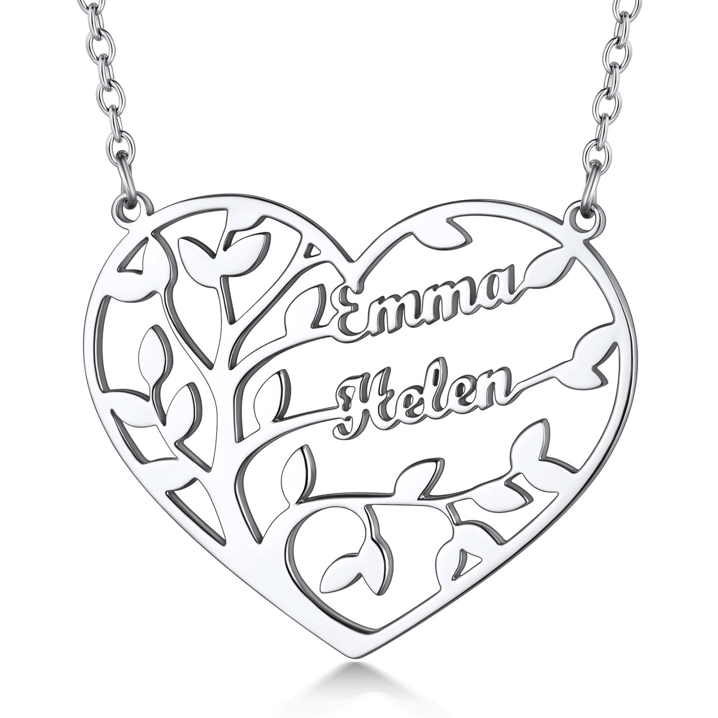 Collier Arbre de Vie en Coeur Personnalisé avec 1 à 4 Prénoms