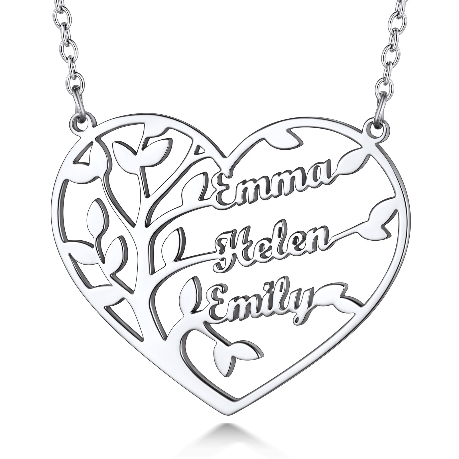 Collier Arbre de Vie en Coeur Personnalisé avec 1 à 4 Prénoms