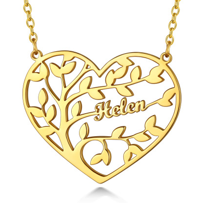 Collier Arbre de Vie en Coeur Personnalisé avec 1 à 4 Prénoms