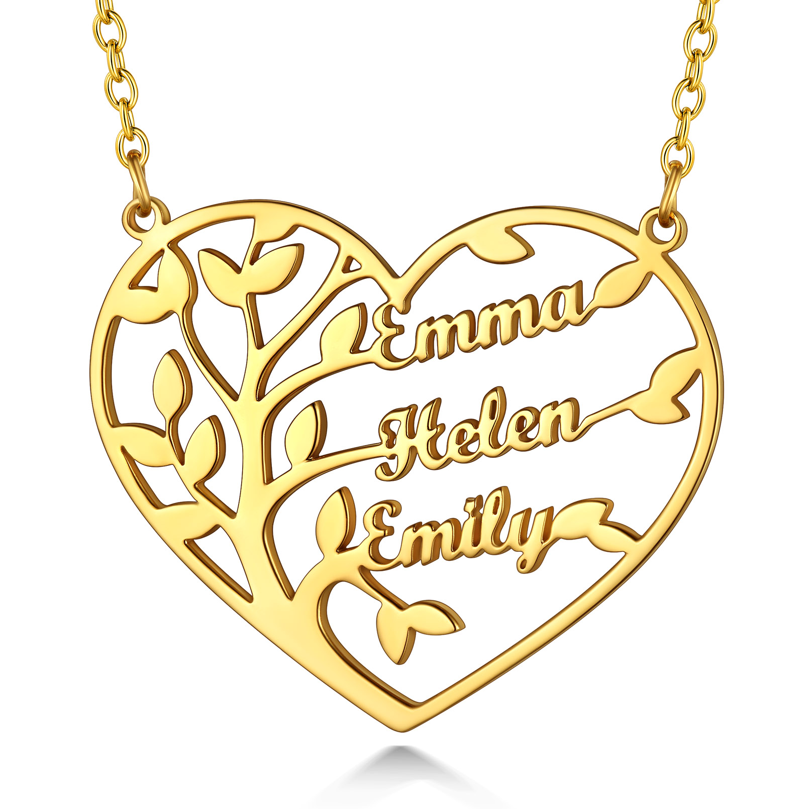 Collier Arbre de Vie en Coeur Personnalisé avec 1 à 4 Prénoms