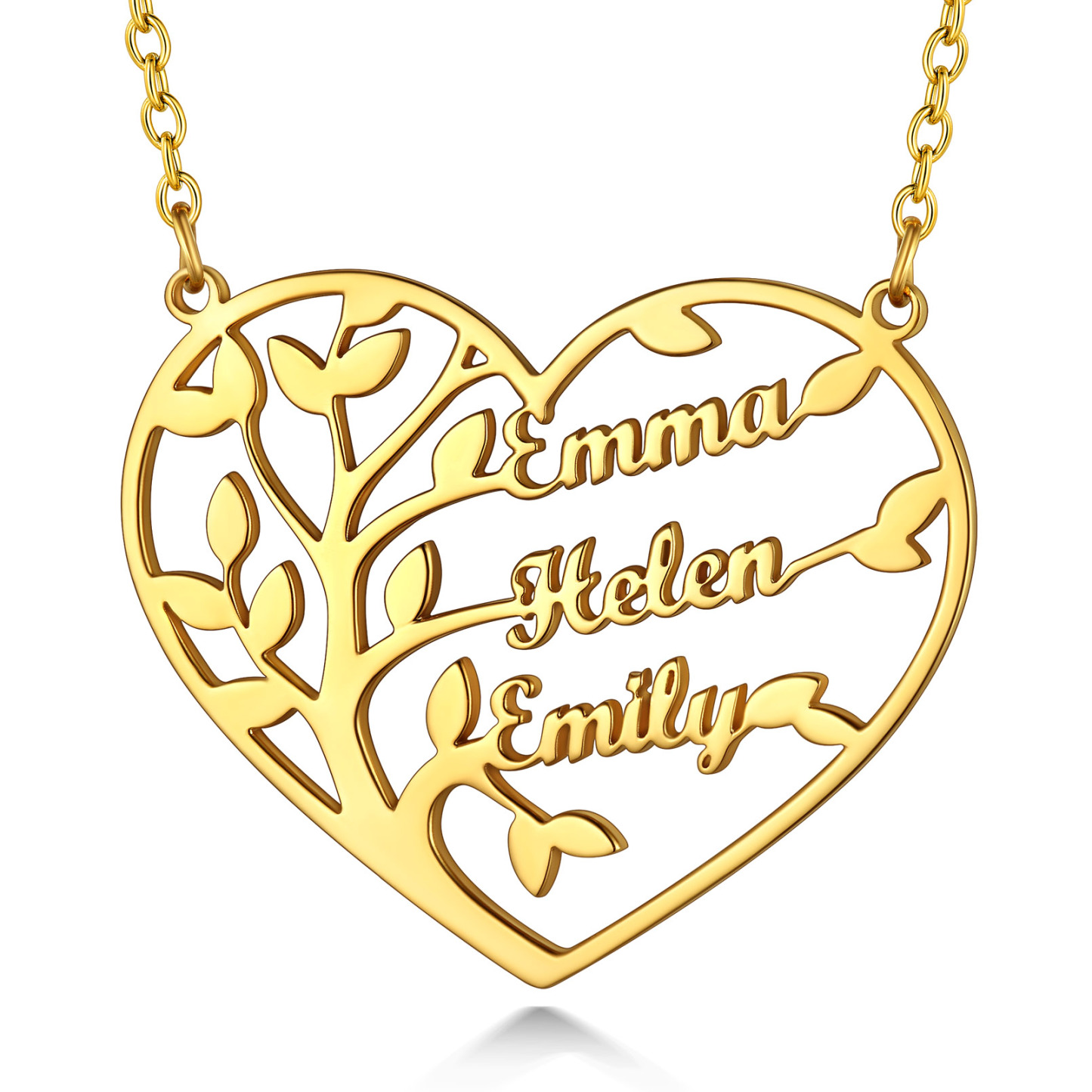 Collier Arbre de Vie en Coeur Personnalisé avec 1 à 4 Prénoms