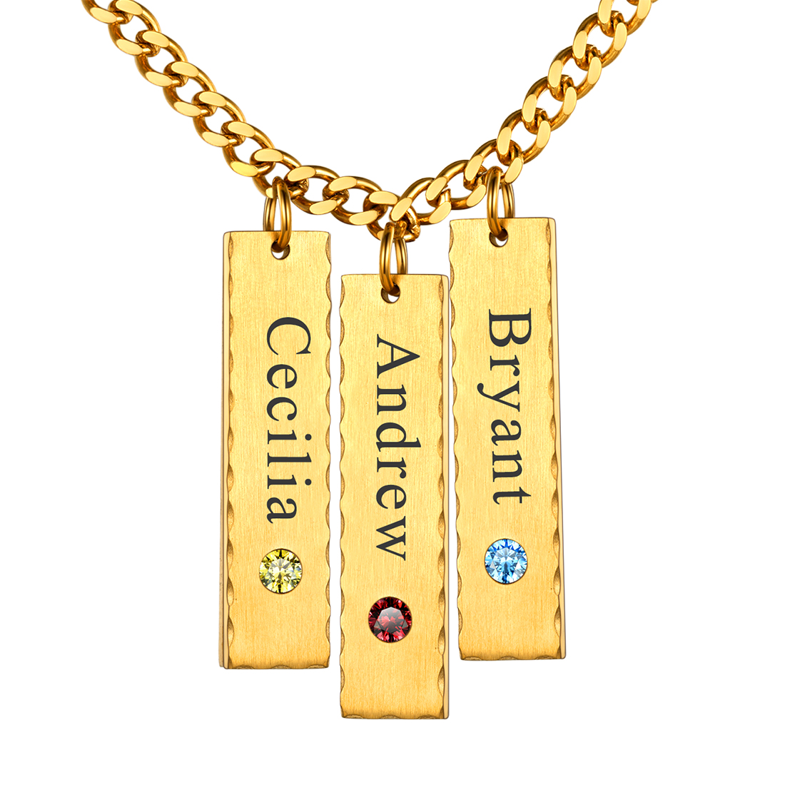 Collier Barre Personnalisé Prénom avec Pierre de Naissance pour Femme