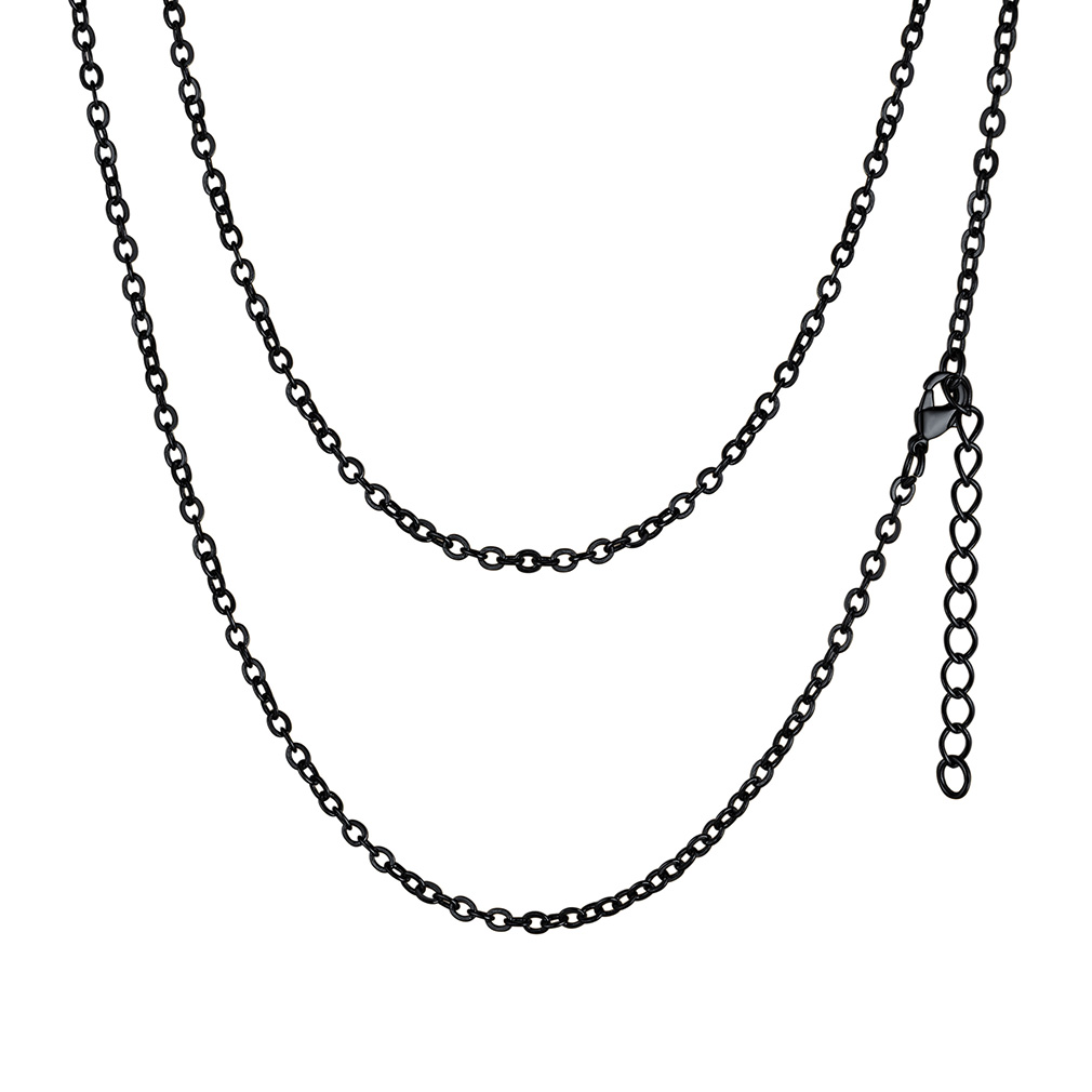 Collier Rolo 2 mm | Chaîne Homme & Femme Acier Inox Noir