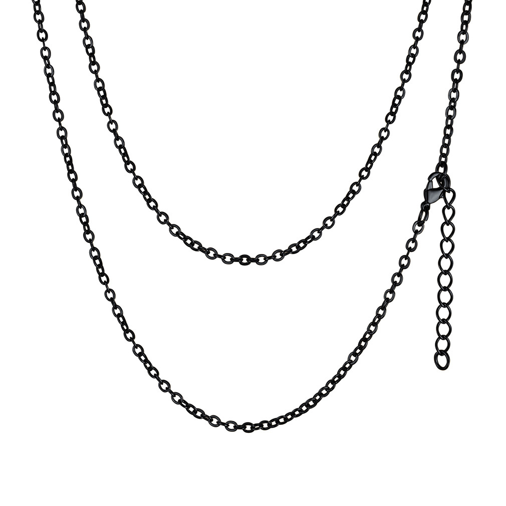Collier Rolo 2 mm | Chaîne Homme & Femme Acier Inox Noir