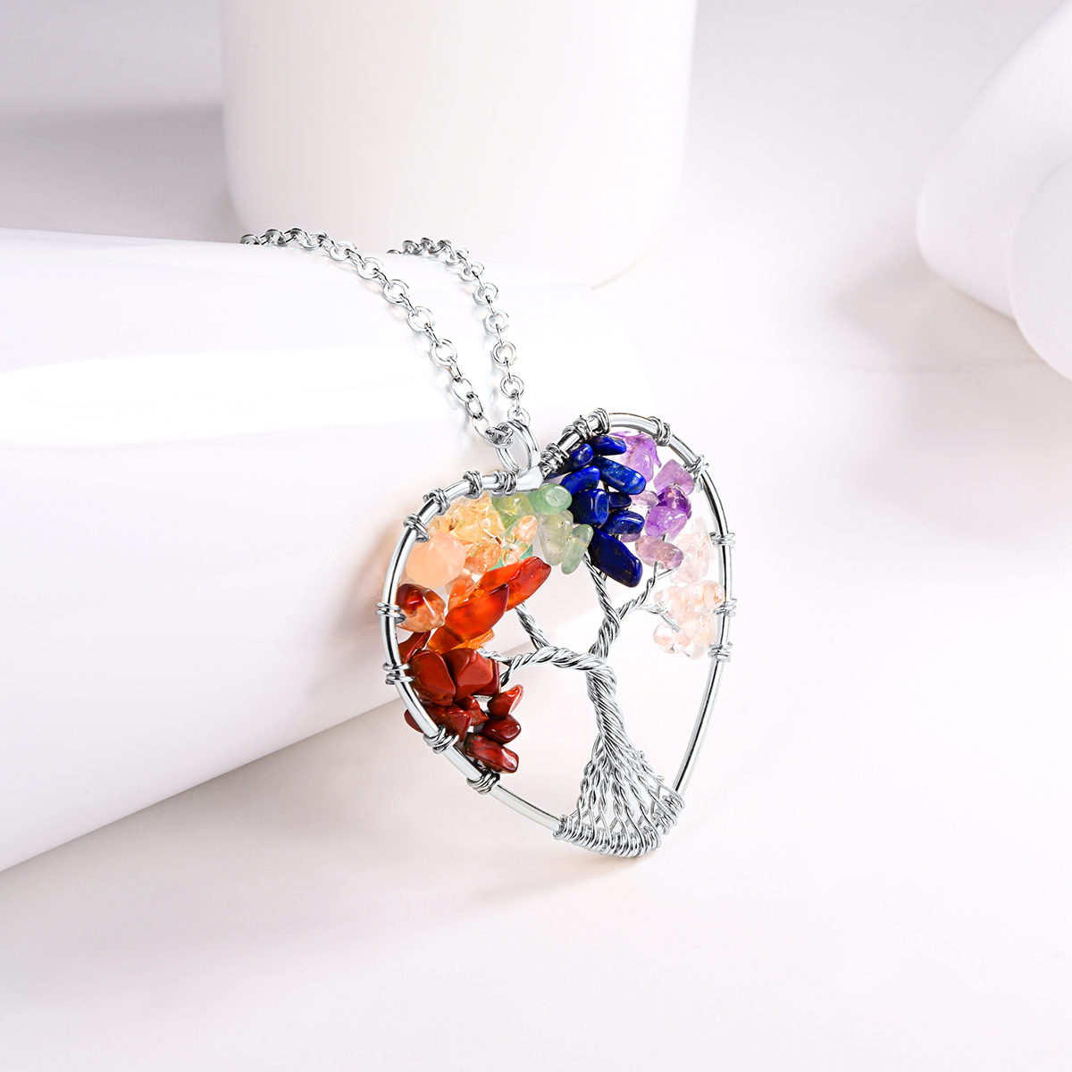 Vente Flash Collier Cœur Arbre de Vie 7 Chakras