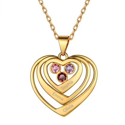 Collier Cœur Personnalisé avec Pierre de Naissance Cadeau pour Maman