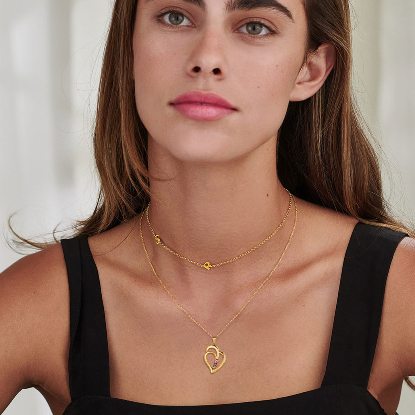 Collier Cœur Personnalisé Femme avec pierre de naissance modèle