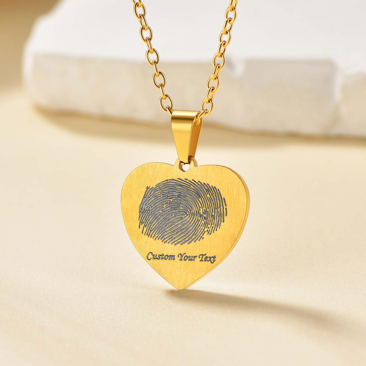 Collier Cœur Personnalisé Photo Empreinte | Mémoire Bijou or