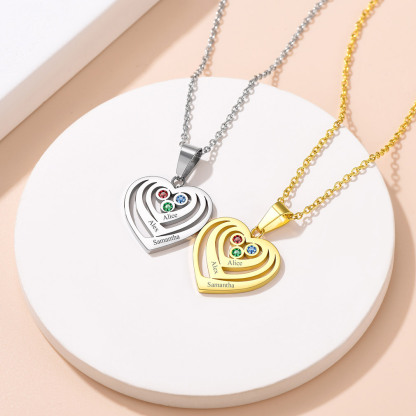 Collier Cœur Personnalisé Prénoms et Pierres de Naissance collection