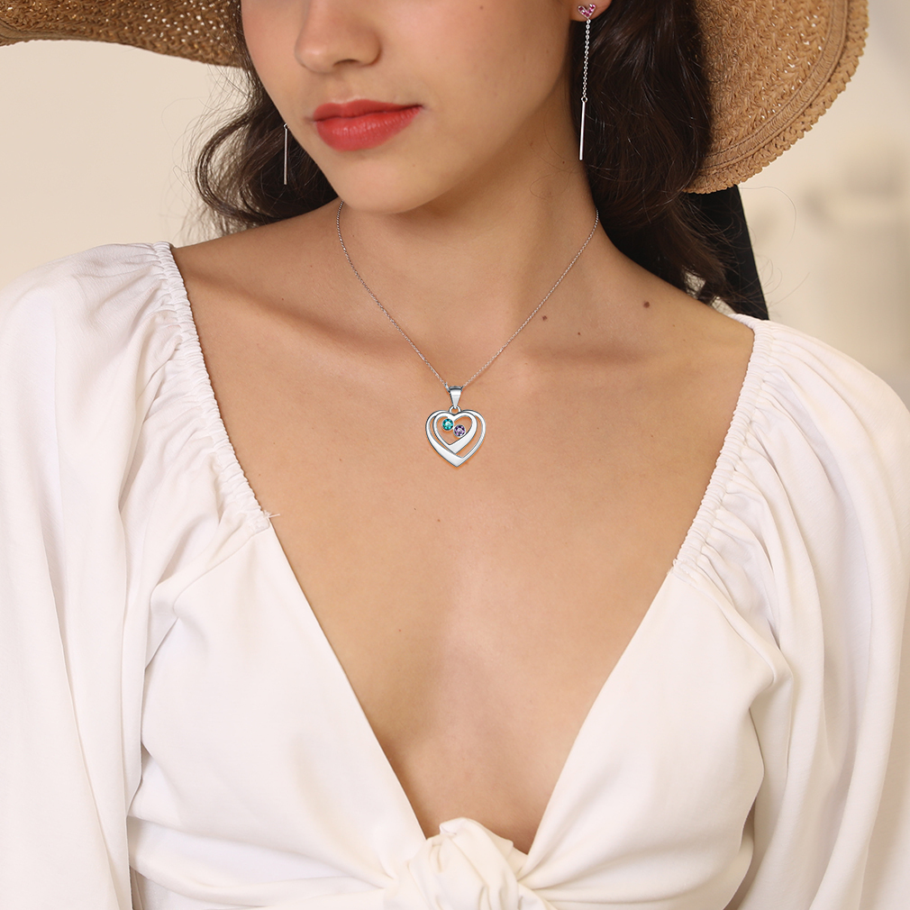 Collier Cœur Personnalisé avec Pierre de naissance