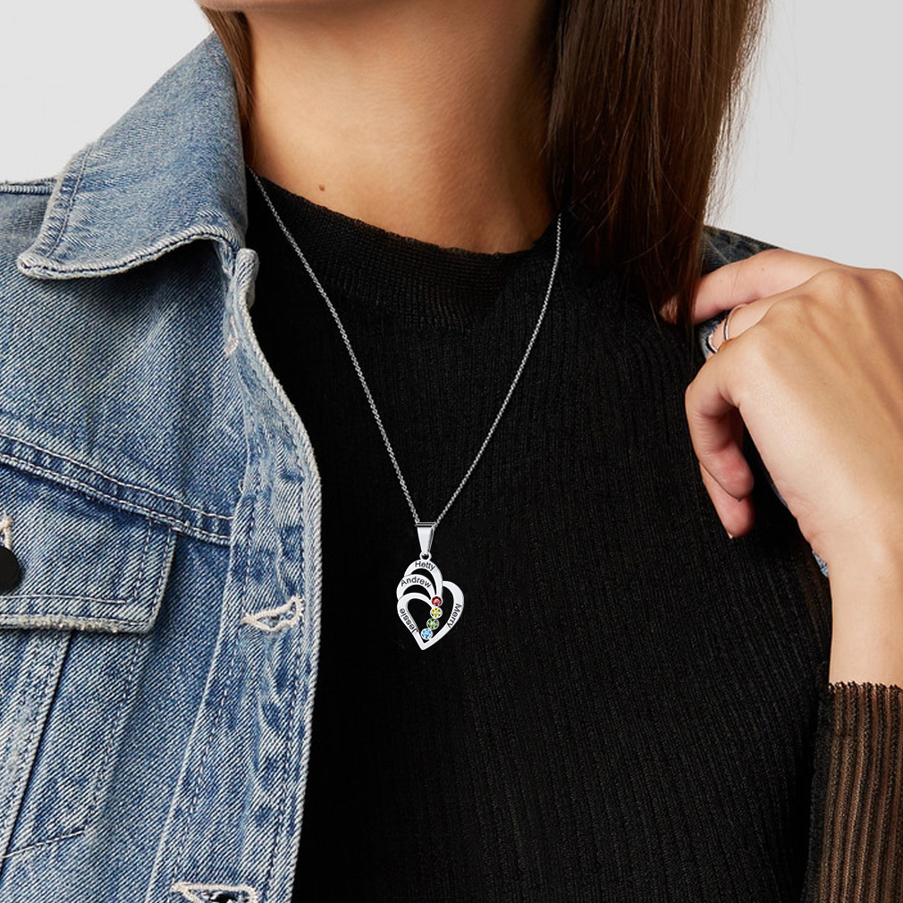 Collier Cœur Personnalisé avec pierre de naissance
