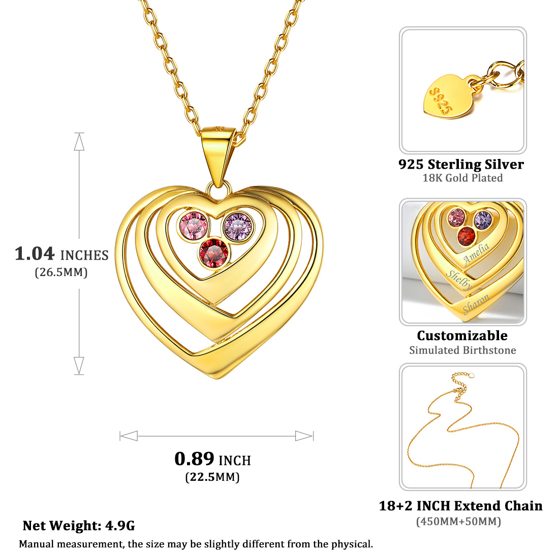 Collier Cœur Personnalisé taille