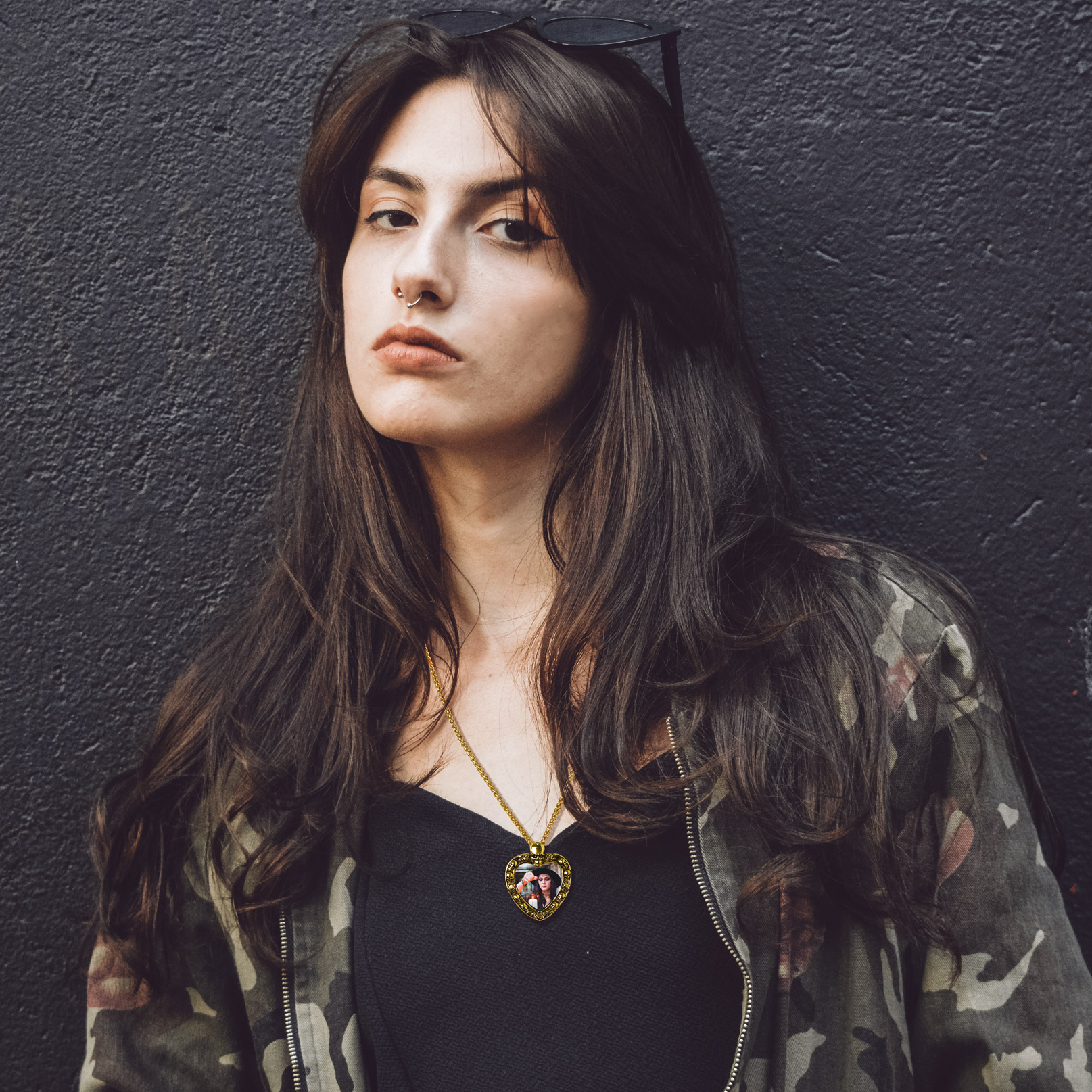 Collier Cœur Photo Crâne Gravé 