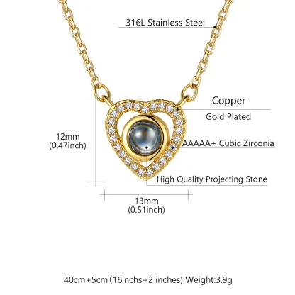 Collier Cœur Photo Personnalisé Pendentif à Projection taille