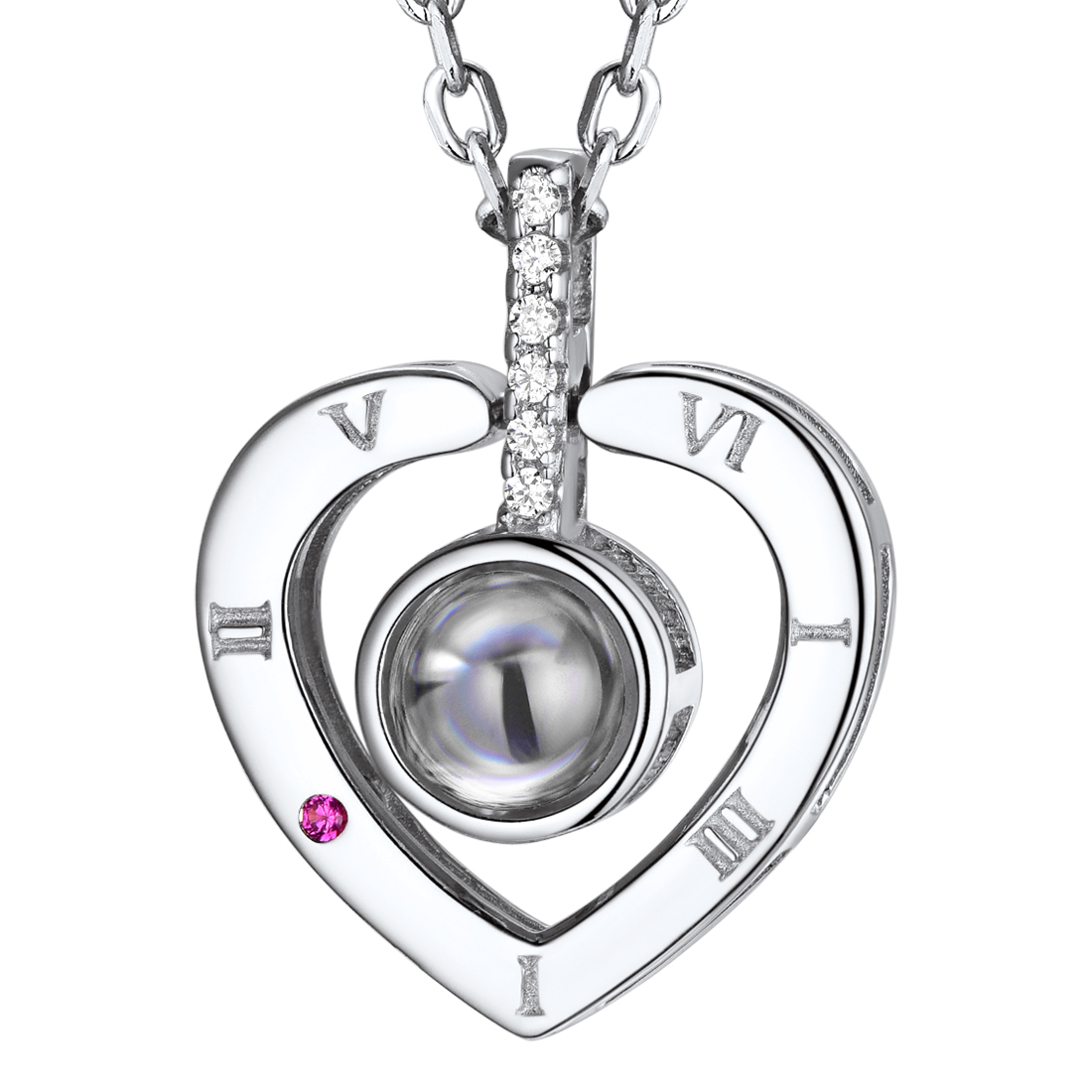 Collier Cœur Projection avec et Nom Personnalisé