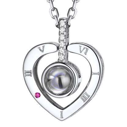 Collier Cœur Projection avec et Nom Personnalisé