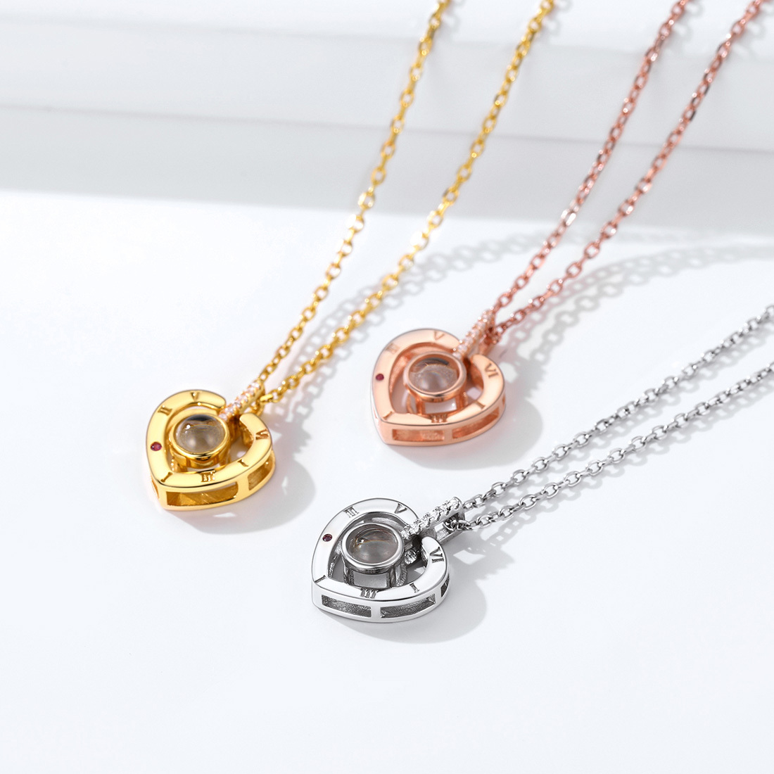 Collier Cœur Projection avec et Nom Personnalisé