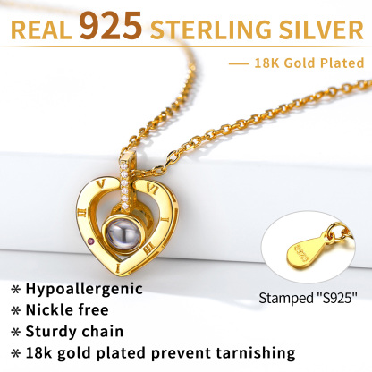 Collier Cœur Projection avec et Nom Personnalisé