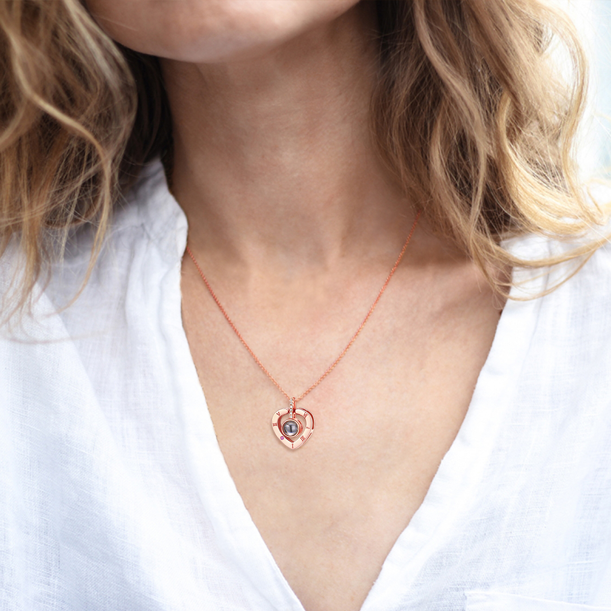 Collier Cœur Projection avec et Nom Personnalisé