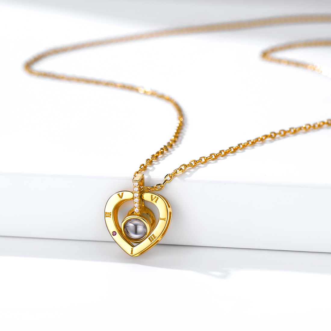 Collier Cœur Projection avec et Nom Personnalisé