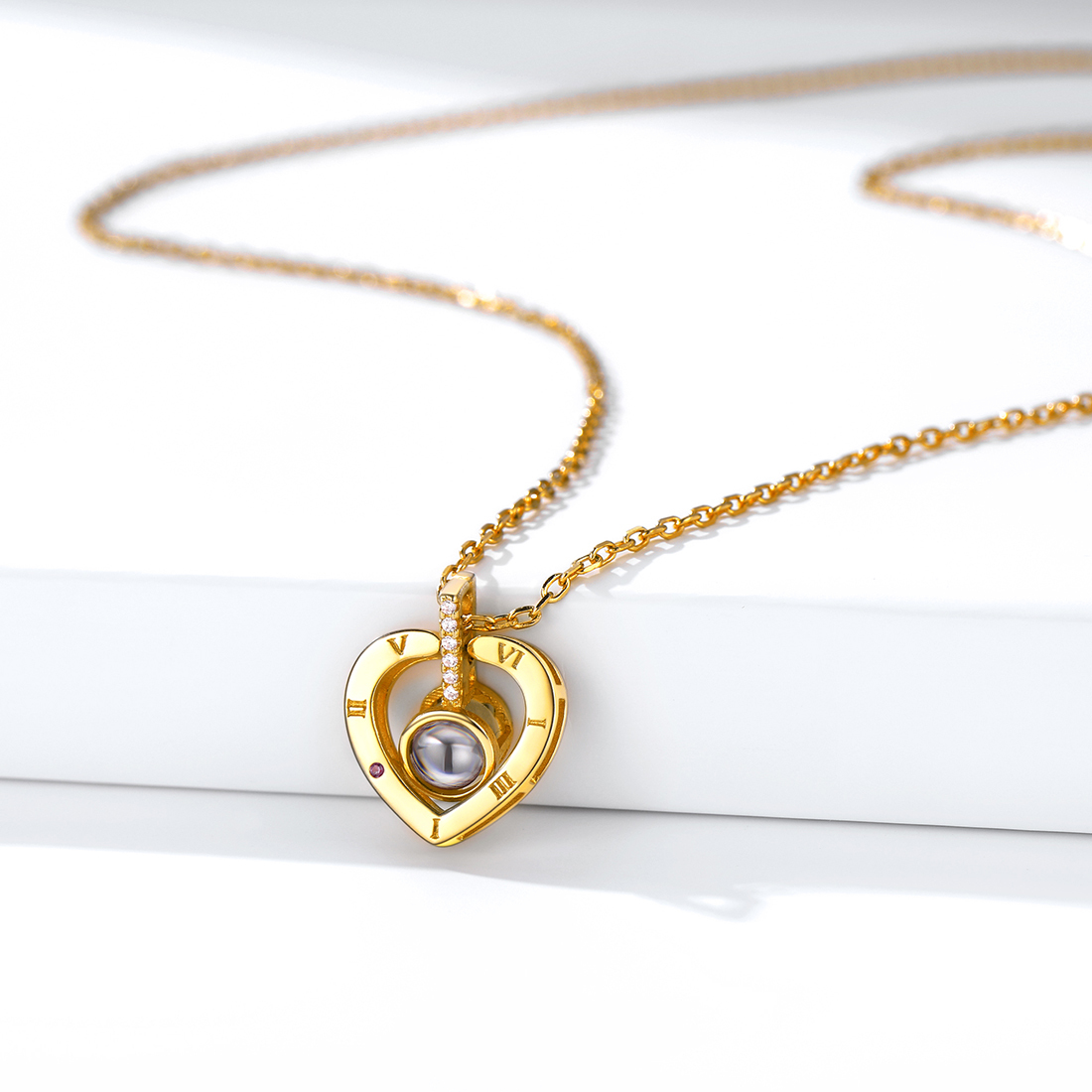 Collier Cœur Projection avec et Nom Personnalisé