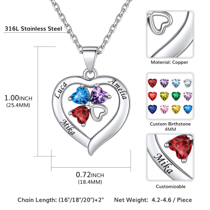 Collier Cœur avec Pierre de Naissance taille