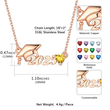 Collier Cadeau Remise de Diplôme avec Pierre de Naissance Taille