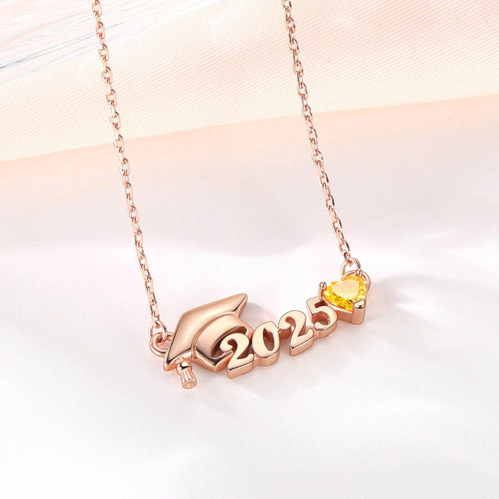 Collier Cadeau Remise de Diplôme avec Pierre de Naissance pour Amie