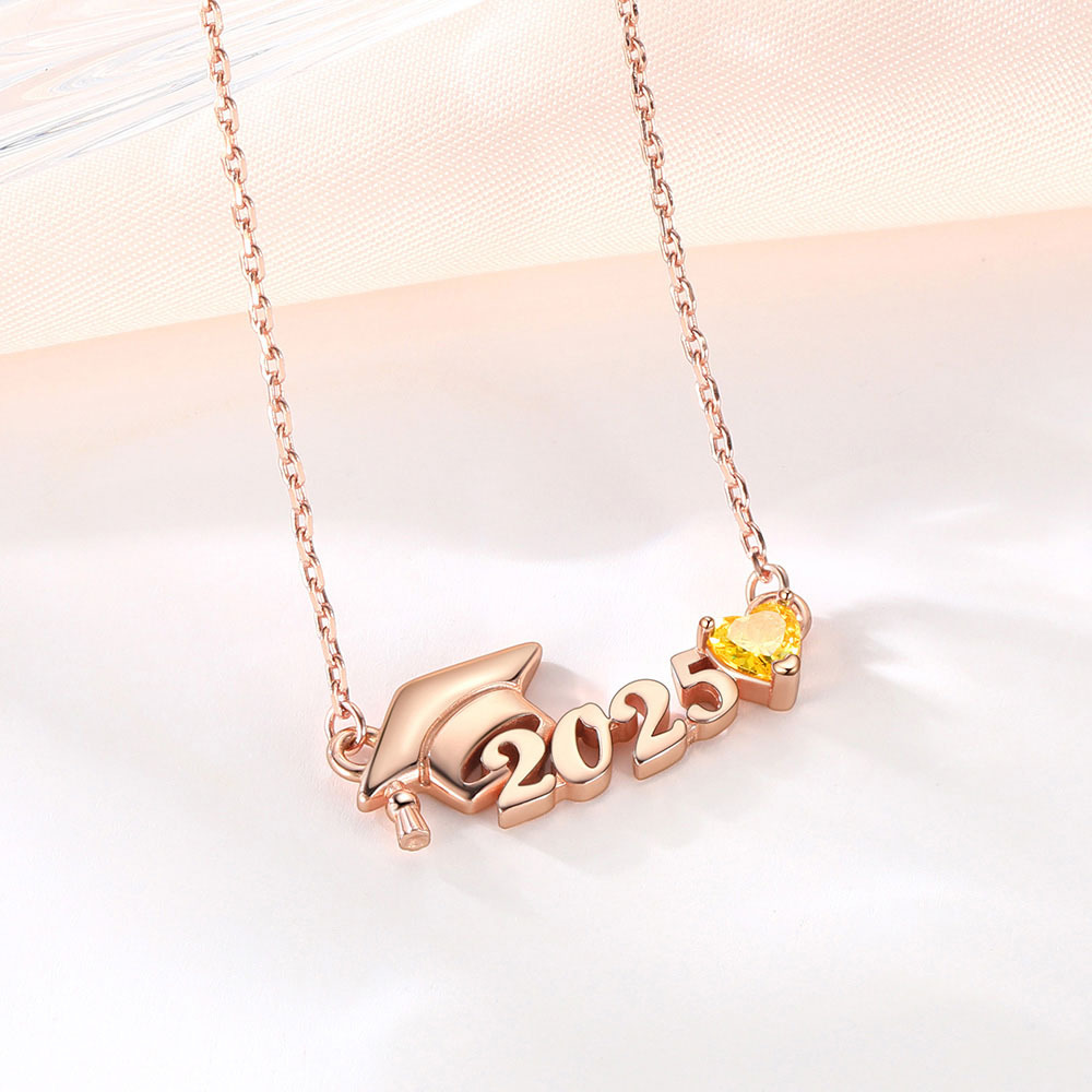 Collier Cadeau Remise de Diplôme avec Pierre de Naissance pour Amie