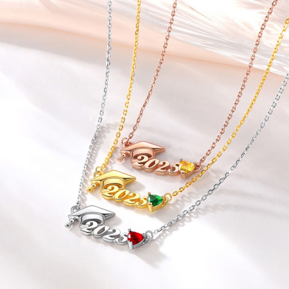 Collier Cadeau Remise de Diplôme avec Pierre de Naissance 3 Couleurs