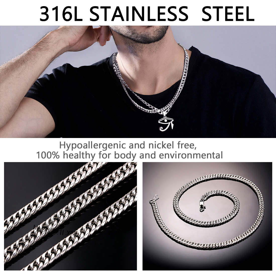 Collier Chaîne Cubaine Homme en Acier Inox