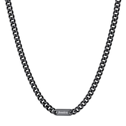 Collier Chaîne Cubaine Personnalisé avec 1 Nom Noir