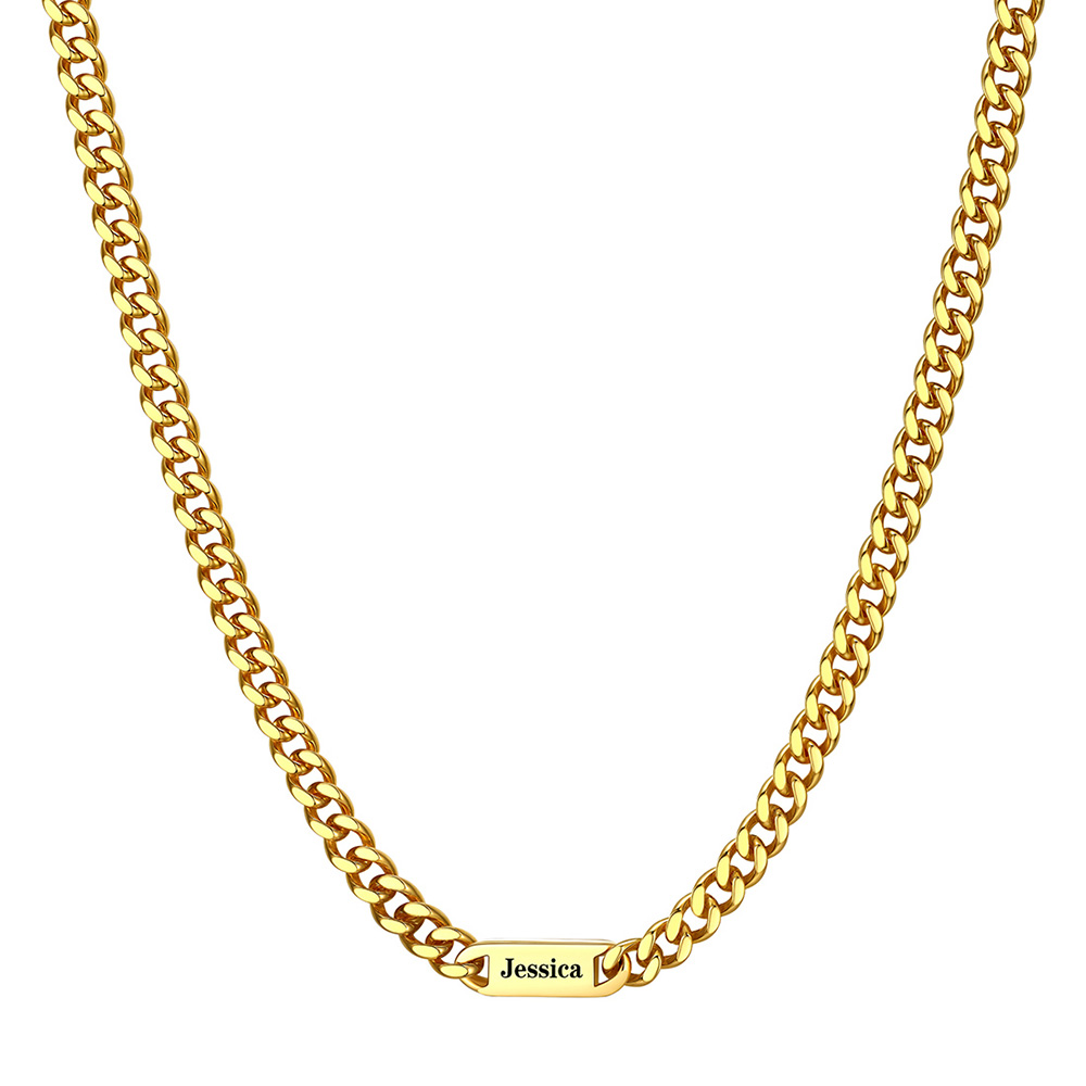 Collier Chaîne Cubaine Personnalisé avec 1 Nom Or