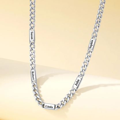 Collier Chaîne Cubaine Personnalisé avec 5 Noms pour Homme