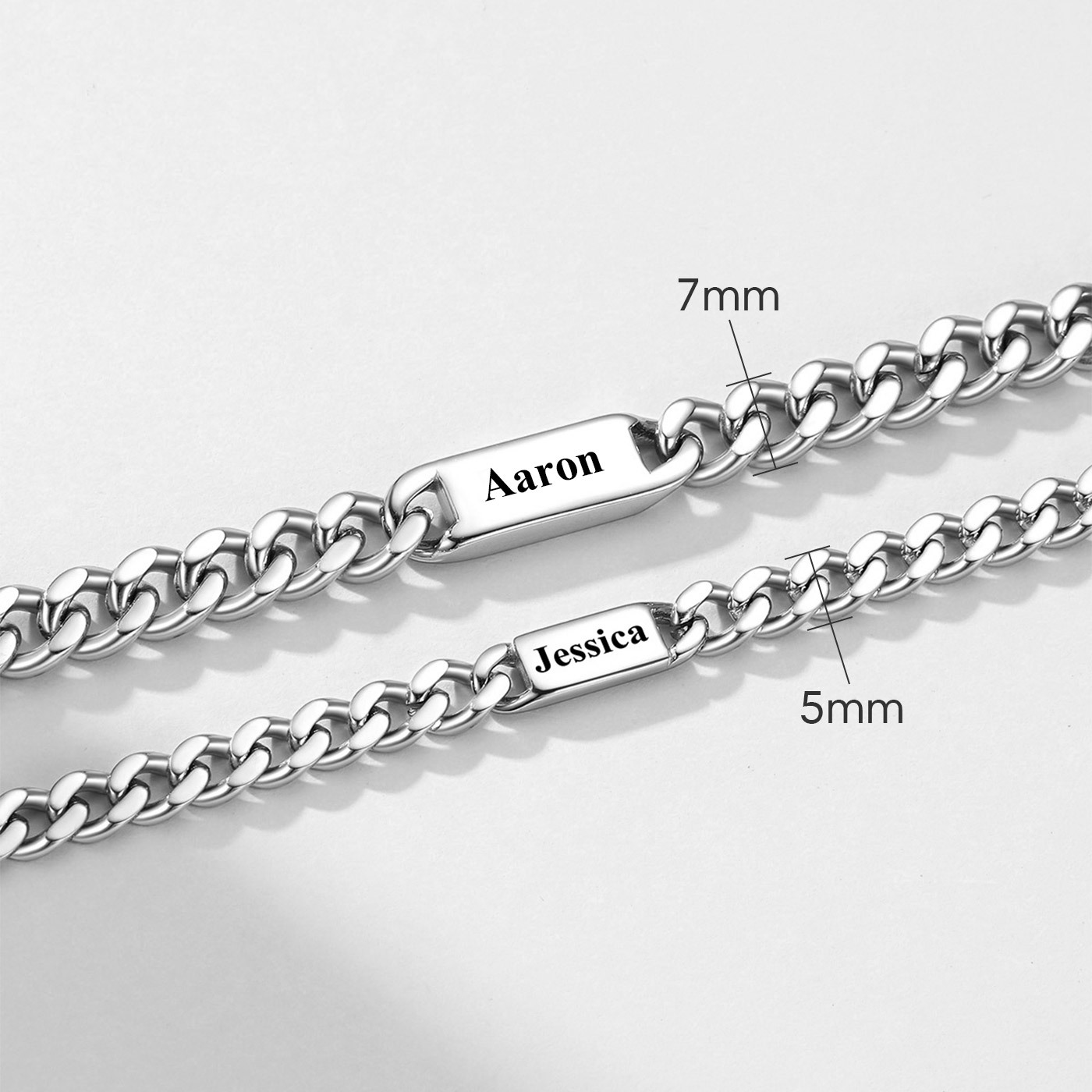 Collier Chaîne Cubaine avec 1 à 5 Noms pour Homme