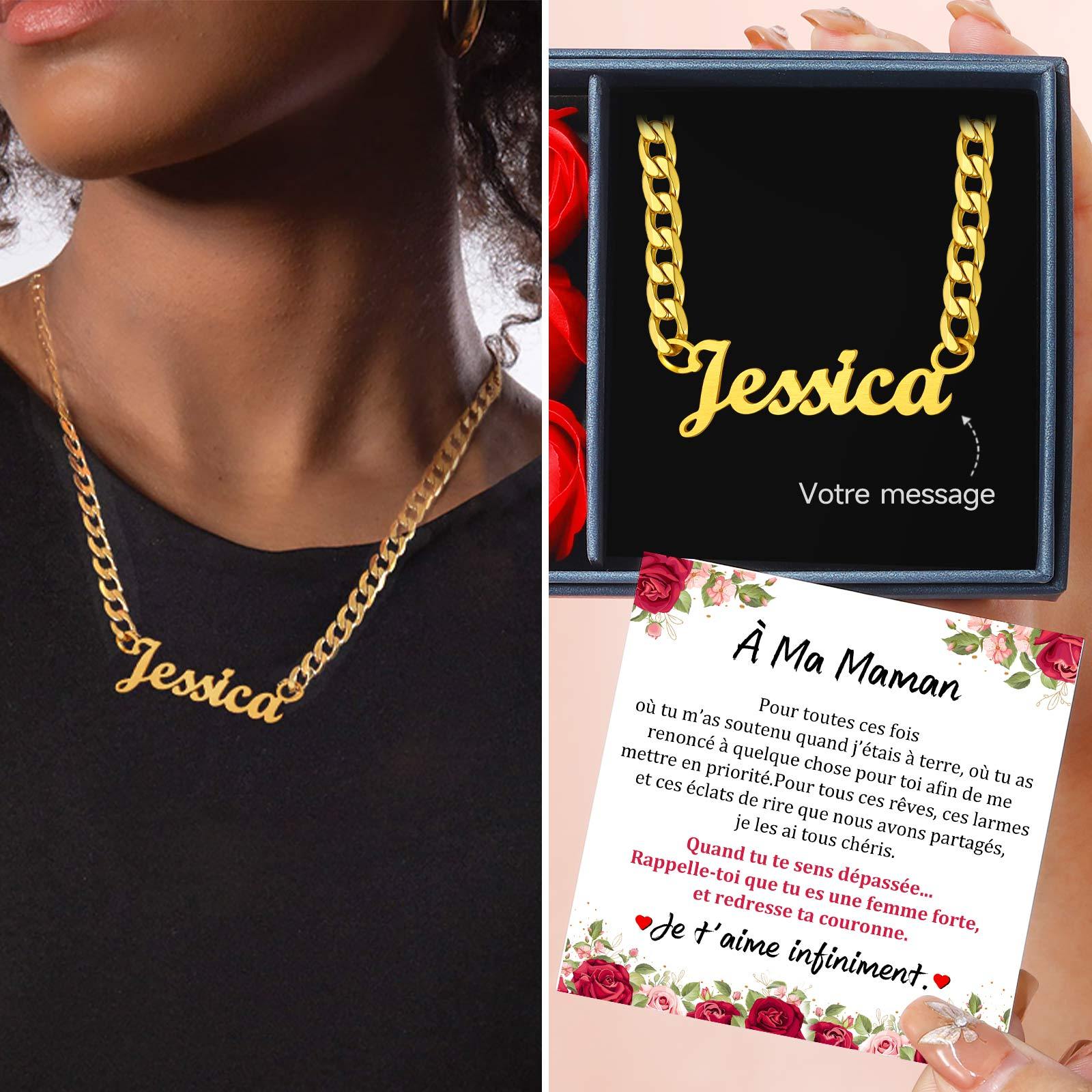 Collier Chaîne Cubaine Personnalisé avec Prénom pour maman