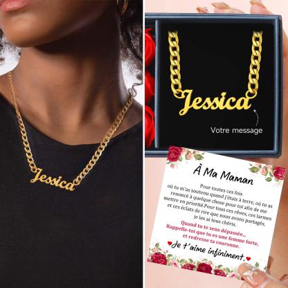 Collier Chaîne Cubaine Personnalisé avec Prénom pour maman