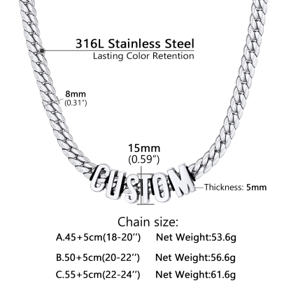 Collier Chaîne Cubaine Personnalisé avec Prénom taille