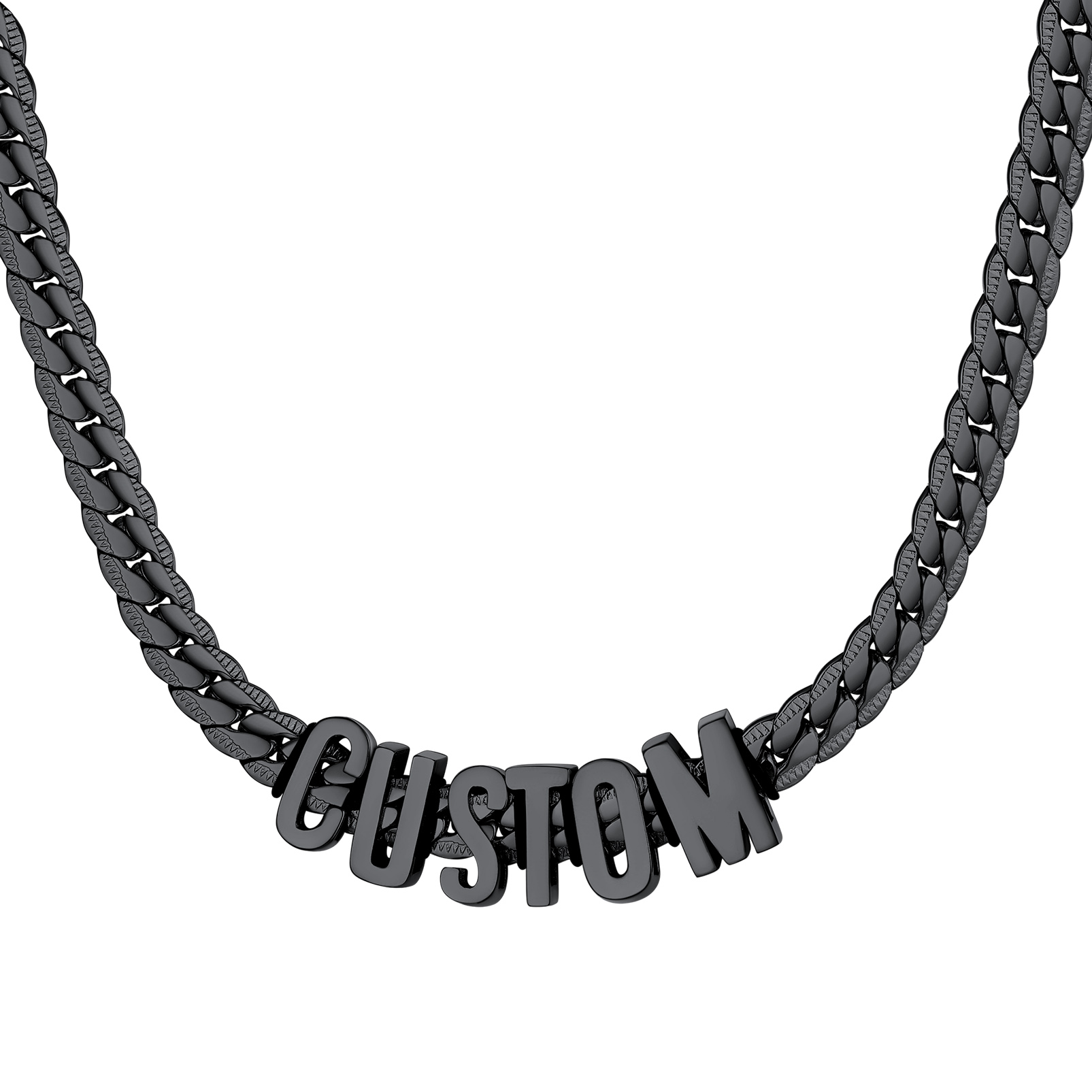 Collier Chaîne Cubaine Personnalisé avec Prénom noir