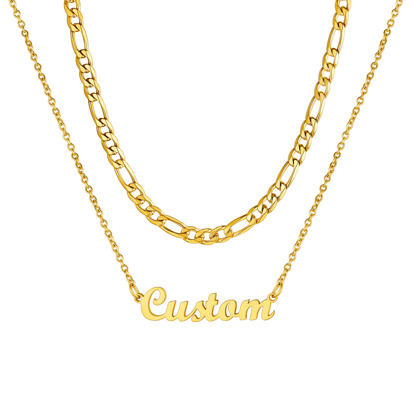 Collier Chaîne Figaro Personnalisé à Couches avec Prénom
