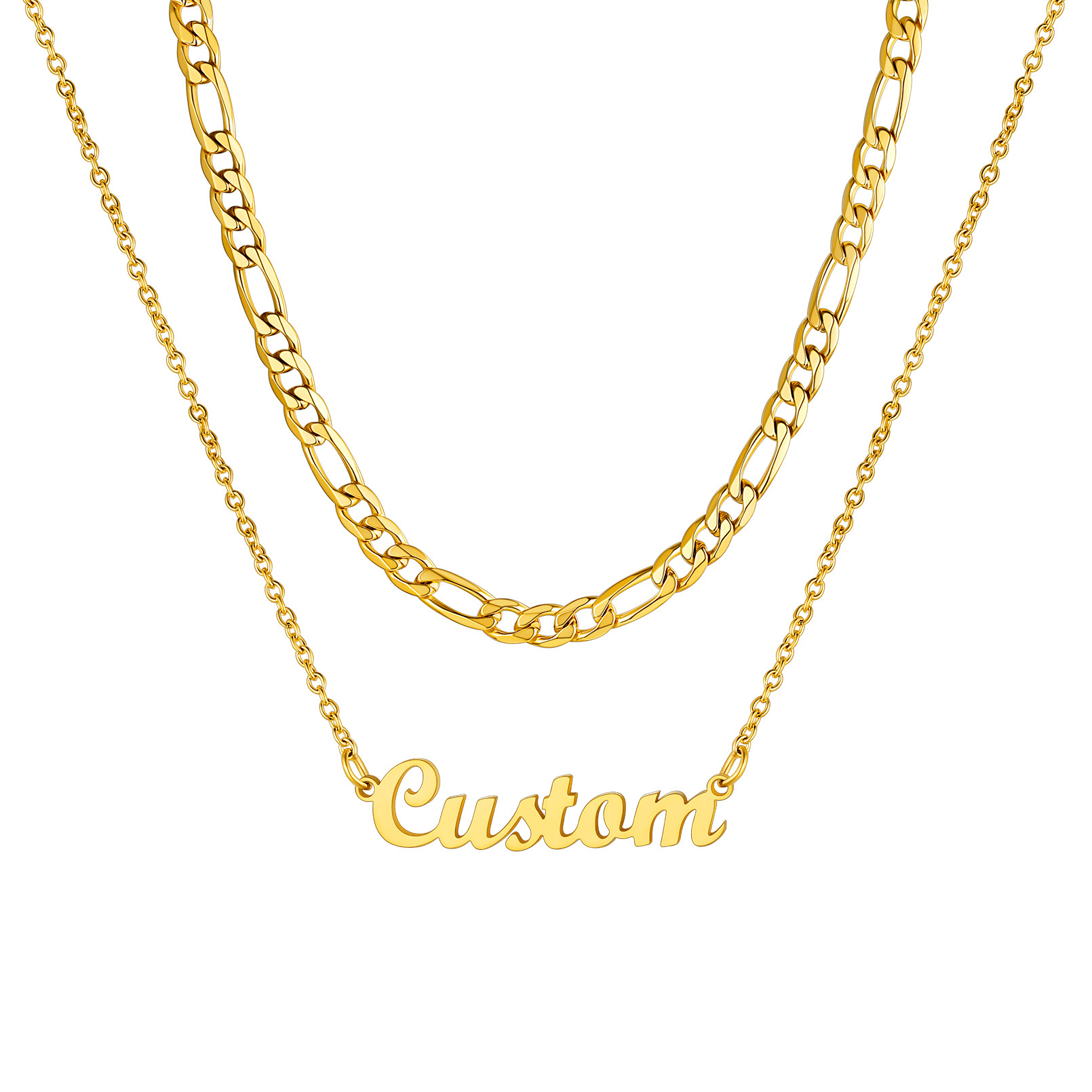 Collier Chaîne Figaro Personnalisé à Couches avec Prénom