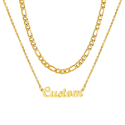 Collier Chaîne Figaro Personnalisé à Couches avec Prénom