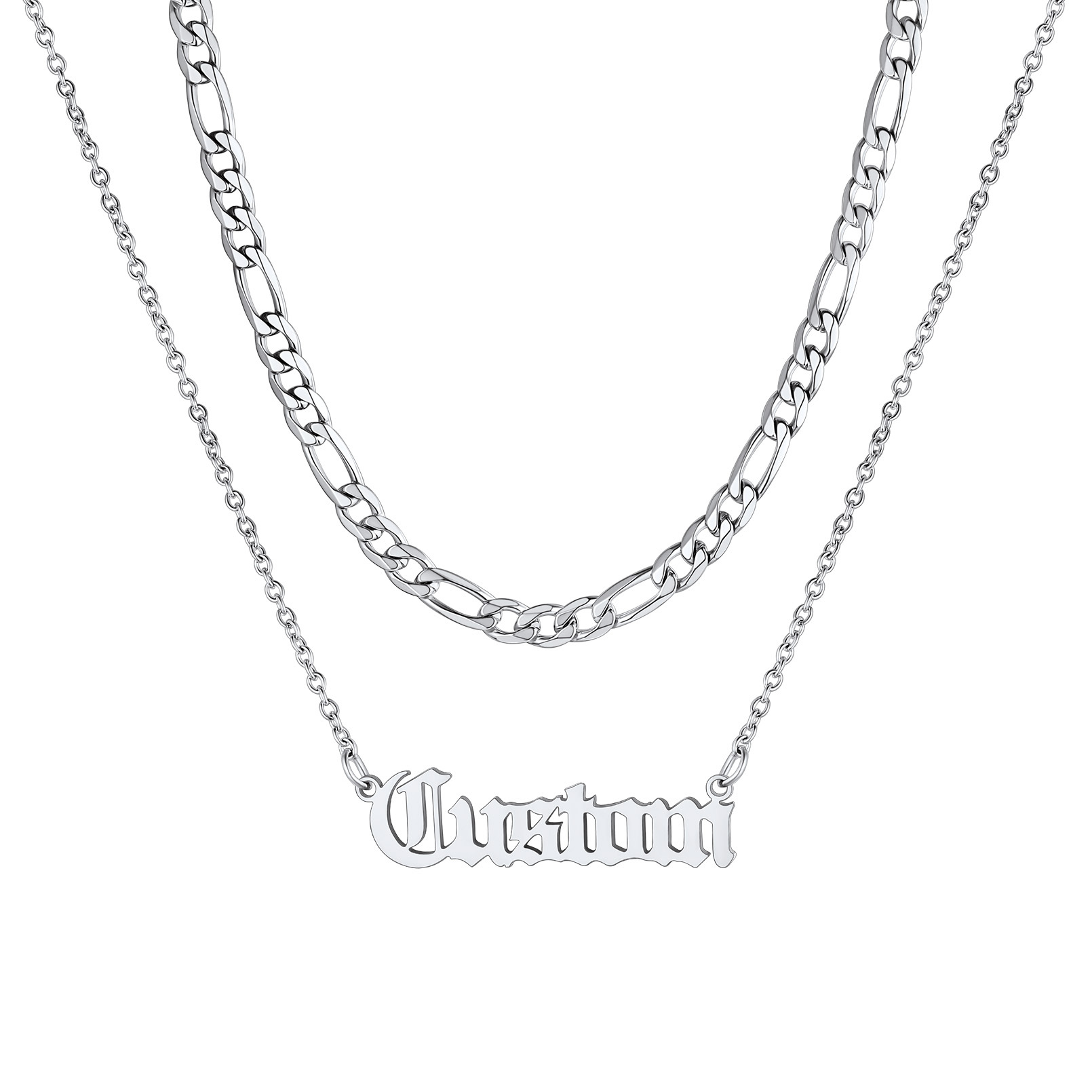 Collier Chaîne Figaro Personnalisé à Couches avec Prénom