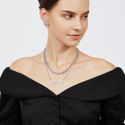 Collier Chaîne Figaro Personnalisé à Couches avec Prénom pour femme