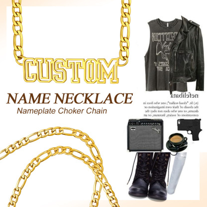 Custom 4U Collier Chaîne Figaro Personnalisé avec Prénom 