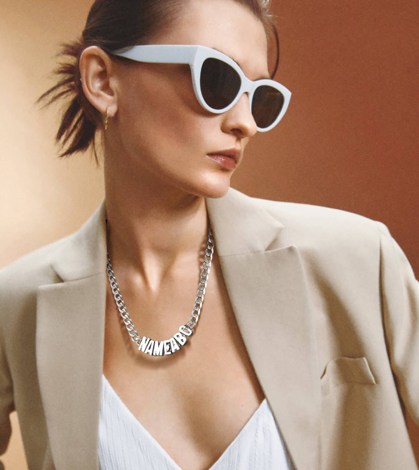 Collier Chaîne avec Nom Gravé Pendentif Personnalisé 